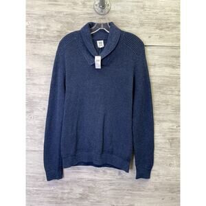 Gap Sweater Mens S Blue Crochet Pullover Collared Long Sleeve‎ Cotton
